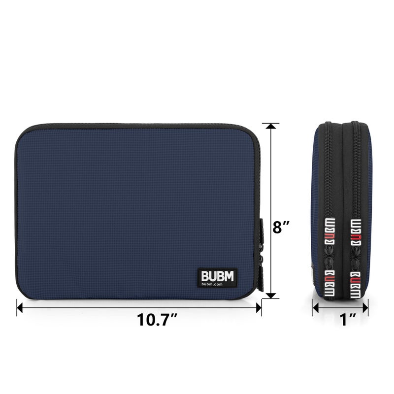 BUBM Double Layer Electronics Organizer, Travel Gadget Bag for Cables, Memory Cards, Flash Hard Drive and More, Fit for iPad or Tablet(up To 9.7")--Large, Dark Blue - Image 5